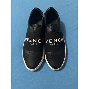 Givenchy Paris Strap Sneakers in Leather, Black, Size 10 AUTHENTIC